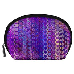 Boho Purple Floral Print Accessory Pouch (large) by SpinnyChairDesigns