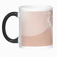 Tan White Floral Print Morph Mugs by SpinnyChairDesigns