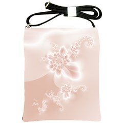 Tan White Floral Print Shoulder Sling Bag by SpinnyChairDesigns