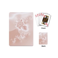 Tan White Floral Print Playing Cards Single Design (mini) by SpinnyChairDesigns
