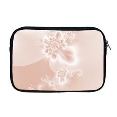 Tan White Floral Print Apple Macbook Pro 17  Zipper Case