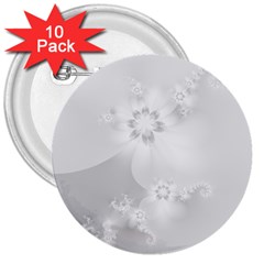 Wedding White Floral Print 3  Buttons (10 Pack)  by SpinnyChairDesigns
