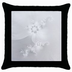 Wedding White Floral Print Throw Pillow Case (black) by SpinnyChairDesigns