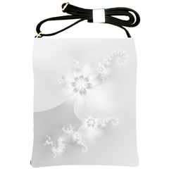 Wedding White Floral Print Shoulder Sling Bag by SpinnyChairDesigns