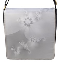 Wedding White Floral Print Flap Closure Messenger Bag (s) by SpinnyChairDesigns