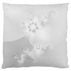 Wedding White Floral Print Large Flano Cushion Case (one Side) by SpinnyChairDesigns