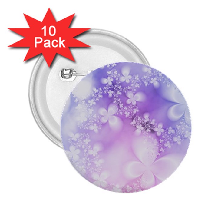 White Purple Floral Print 2.25  Buttons (10 pack) 