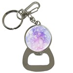 White Purple Floral Print Bottle Opener Key Chain Front