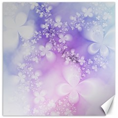 White Purple Floral Print Canvas 20  X 20  by SpinnyChairDesigns