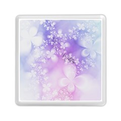 White Purple Floral Print Memory Card Reader (square) by SpinnyChairDesigns