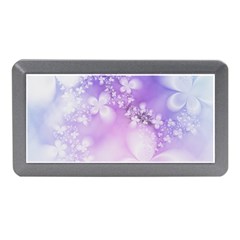 White Purple Floral Print Memory Card Reader (mini) by SpinnyChairDesigns
