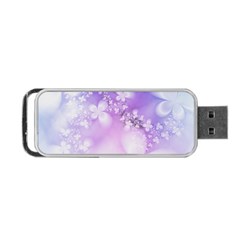 White Purple Floral Print Portable Usb Flash (two Sides) by SpinnyChairDesigns