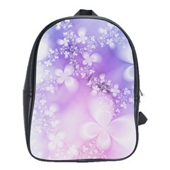 White Purple Floral Print School Bag (xl) by SpinnyChairDesigns