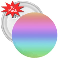 Pastel Rainbow Ombre Gradient 3  Buttons (10 Pack)  by SpinnyChairDesigns