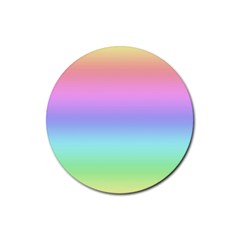 Pastel Rainbow Ombre Gradient Rubber Coaster (round)  by SpinnyChairDesigns