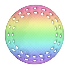 Pastel Rainbow Diamond Pattern Round Filigree Ornament (two Sides) by SpinnyChairDesigns