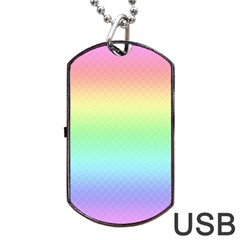 Pastel Rainbow Diamond Pattern Dog Tag Usb Flash (one Side) by SpinnyChairDesigns