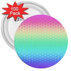 Rainbow Floral Ombre Print 3  Buttons (100 Pack)  by SpinnyChairDesigns