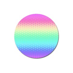 Rainbow Floral Ombre Print Magnet 3  (round) by SpinnyChairDesigns