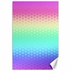 Rainbow Floral Ombre Print Canvas 24  X 36  by SpinnyChairDesigns