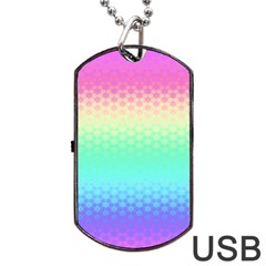 Rainbow Floral Ombre Print Dog Tag Usb Flash (one Side)