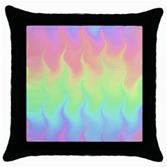 Pastel Rainbow Flame Ombre Throw Pillow Case (Black)