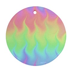 Pastel Rainbow Flame Ombre Round Ornament (two Sides) by SpinnyChairDesigns