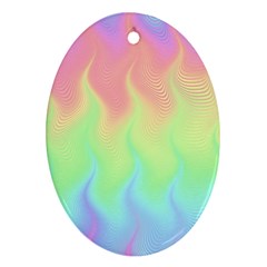 Pastel Rainbow Flame Ombre Oval Ornament (two Sides) by SpinnyChairDesigns
