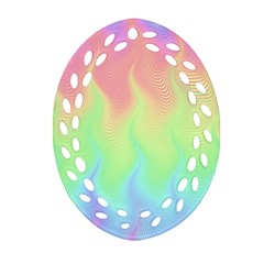 Pastel Rainbow Flame Ombre Oval Filigree Ornament (two Sides) by SpinnyChairDesigns