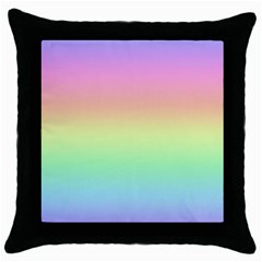 Pastel Rainbow Ombre Throw Pillow Case (black) by SpinnyChairDesigns