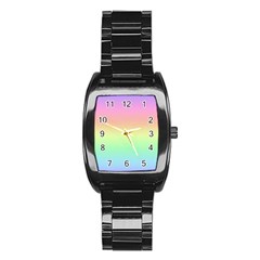 Pastel Rainbow Ombre Stainless Steel Barrel Watch by SpinnyChairDesigns