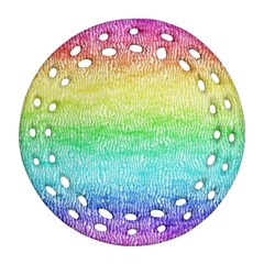 Rainbow Ombre Texture Ornament (round Filigree) by SpinnyChairDesigns