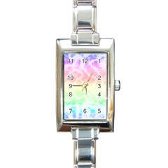 Pastel Rainbow Tie Dye Rectangle Italian Charm Watch by SpinnyChairDesigns