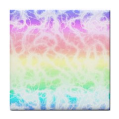 Pastel Rainbow Tie Dye Tile Coaster by SpinnyChairDesigns