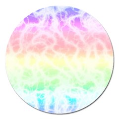 Pastel Rainbow Tie Dye Magnet 5  (round) by SpinnyChairDesigns