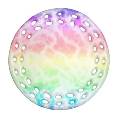 Pastel Rainbow Tie Dye Ornament (round Filigree) by SpinnyChairDesigns