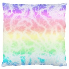 Pastel Rainbow Tie Dye Large Flano Cushion Case (one Side) by SpinnyChairDesigns