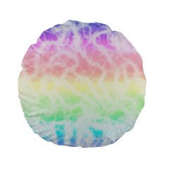 Pastel Rainbow Tie Dye Standard 15  Premium Flano Round Cushions by SpinnyChairDesigns