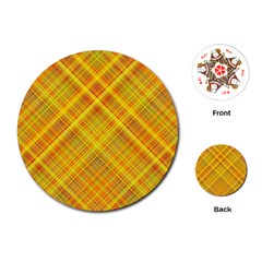 Orange Madras Plaid Playing Cards Single Design (round) by SpinnyChairDesigns