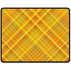 Orange Madras Plaid Fleece Blanket (medium)  by SpinnyChairDesigns