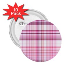 Pink Madras Plaid 2 25  Buttons (10 Pack) 