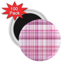 Pink Madras Plaid 2 25  Magnets (100 Pack)  by SpinnyChairDesigns