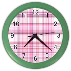 Pink Madras Plaid Color Wall Clock by SpinnyChairDesigns