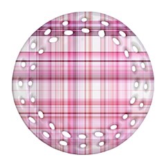 Pink Madras Plaid Round Filigree Ornament (two Sides) by SpinnyChairDesigns