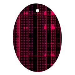 Pink Black Punk Plaid Ornament (oval) by SpinnyChairDesigns