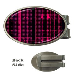 Pink Black Punk Plaid Money Clips (oval)  by SpinnyChairDesigns