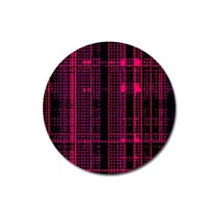 Pink Black Punk Plaid Magnet 3  (round) by SpinnyChairDesigns