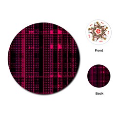 Pink Black Punk Plaid Playing Cards Single Design (round) by SpinnyChairDesigns