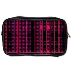 Pink Black Punk Plaid Toiletries Bag (two Sides) by SpinnyChairDesigns