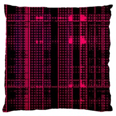 Pink Black Punk Plaid Large Cushion Case (one Side) by SpinnyChairDesigns